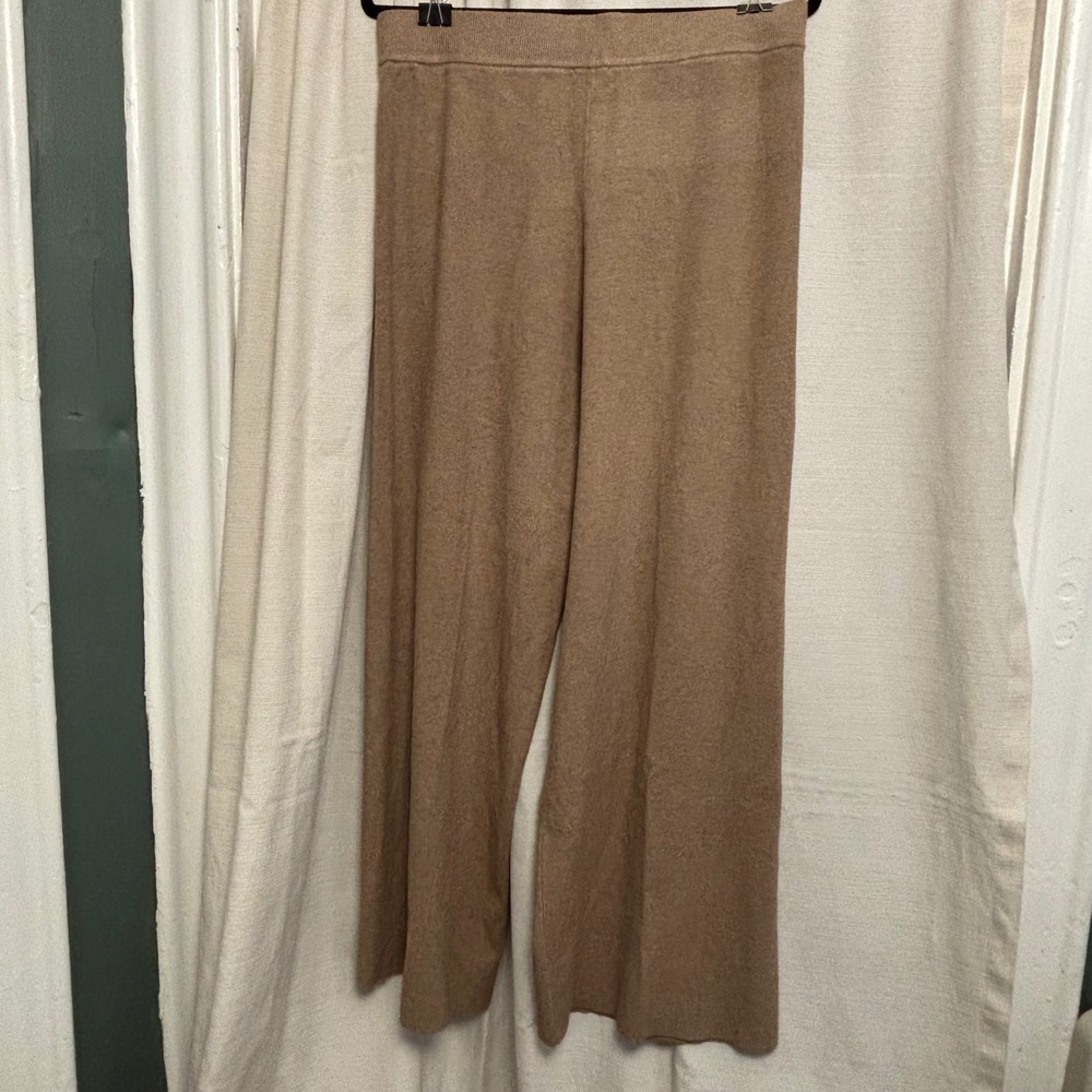 Splendid Womens Heathered Tan Knit Wide Leg Lounge Pants Size L 1815430